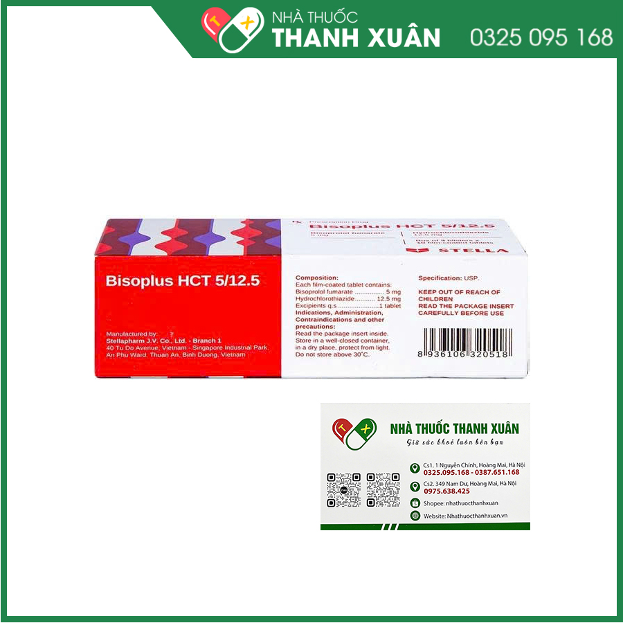 Bisoplus HCT 5mg/12.5mg thuốc điều trị tăng huyết áp, suy tim